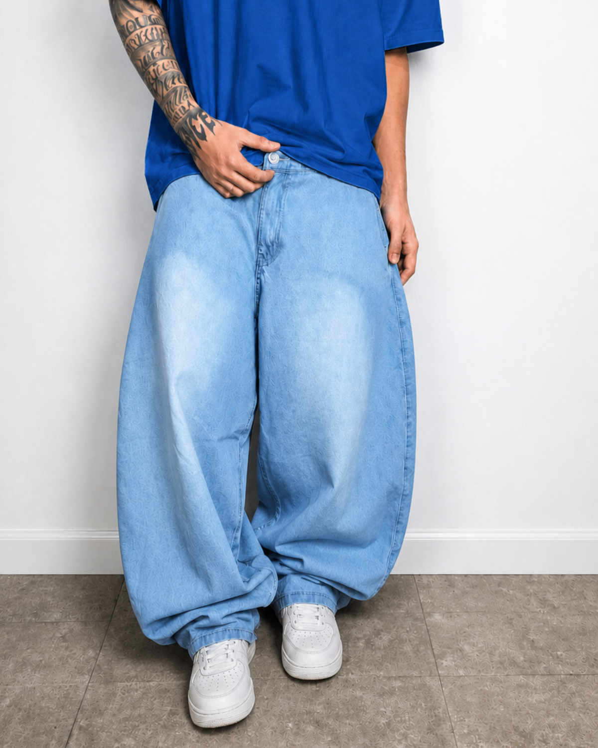 Calça barrel dazzling SUPER LARGA azul claro