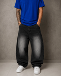 Calça barrel dazzling SUPER LARGA jeans preto estonado