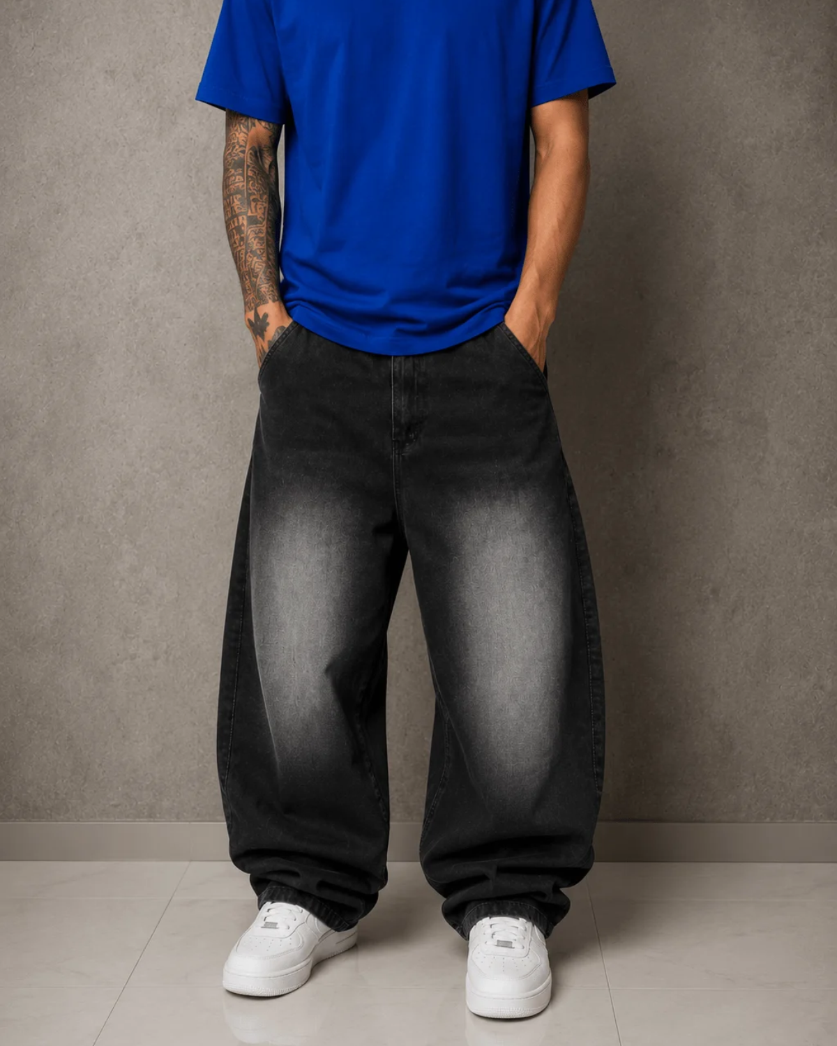 Calça barrel dazzling SUPER LARGA jeans preto estonado