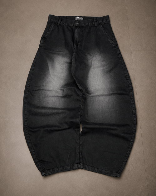 Calça barrel dazzling SUPER LARGA jeans preto estonado